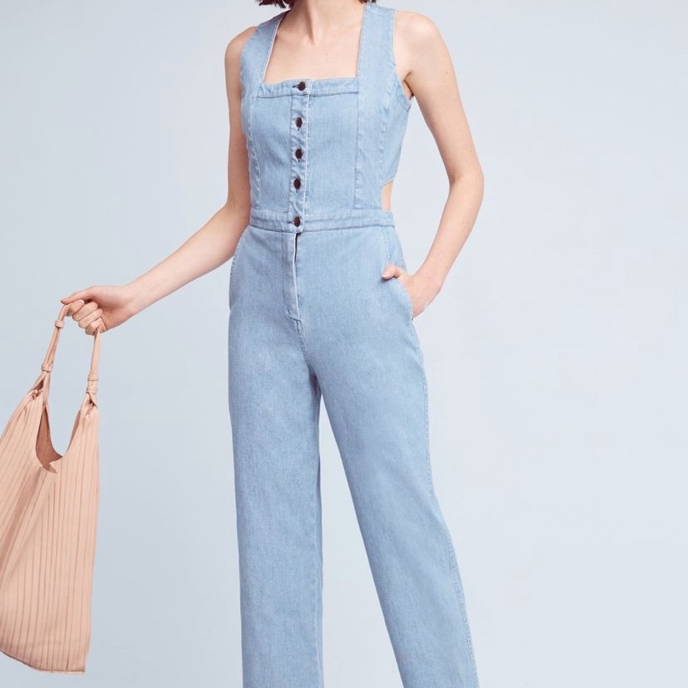 Anthropologie Cornflower Denim Jumpsuit
